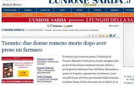 Doua romance au murit in Italia dupa ce au luat pastile pentru avort aduse din Romania