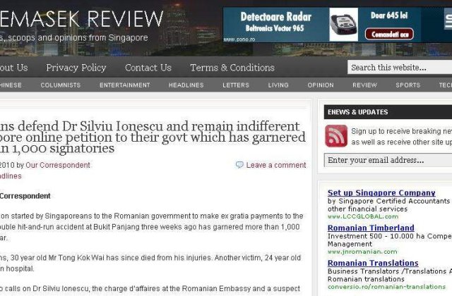O petitie online cere predarea diplomatului Silviu Ionescu autoritatilor din Singapore