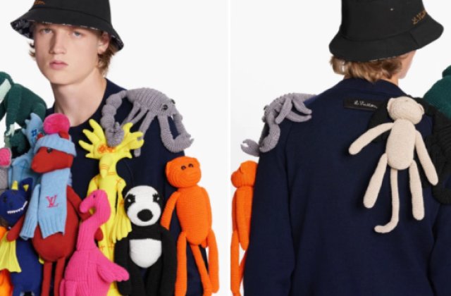 Louis Vuitton a pus la vânzare un pulover decorat cu animale de pluș. Ce preț are acesta