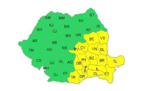 Atentionarea meteo de cod galben, prelungita in 10 judete