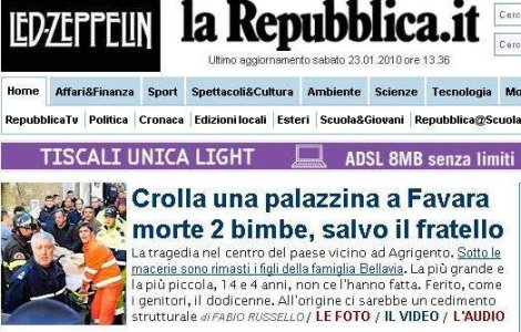 Un copil a murit si doi sunt prinsi sub daramaturi, dupa ce un imobil s-a prabusit in Italia