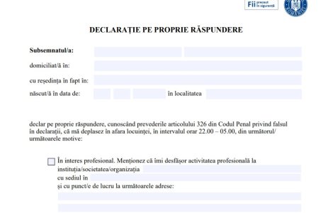DESCARCĂ AICI. Noile declarații pe proprie răspundere