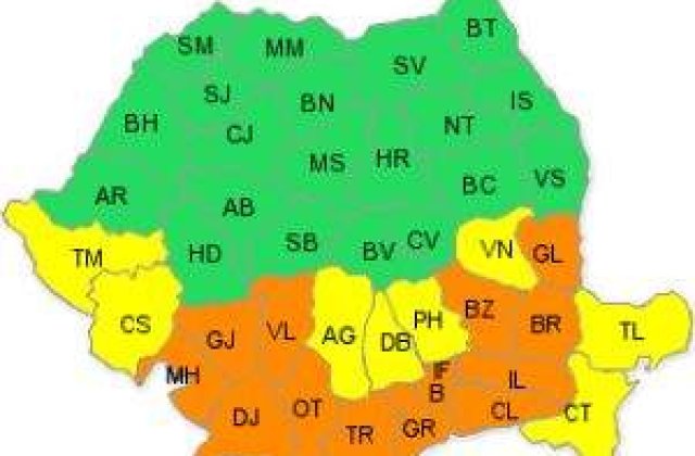 Cod portocaliu de ninsori abundente in 13 judete si Capitala