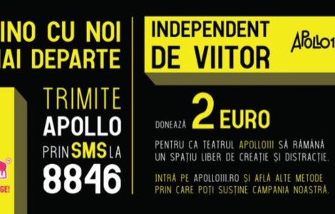 Independent de viitor: actorii Bogdan Dumitrache, István Téglás și Ioana Bugarin iau parte la o campanie de donații pentru Teatrul Apollo111