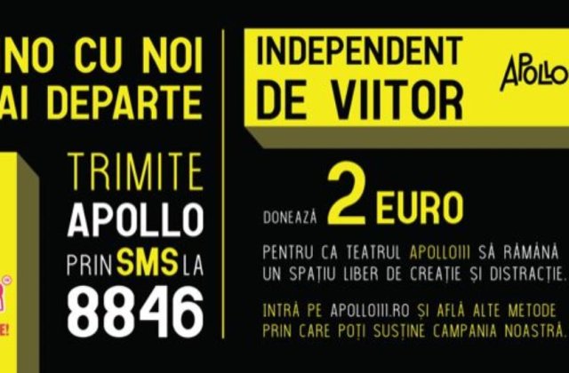 Independent de viitor: actorii Bogdan Dumitrache, Istv&aacute;n T&eacute;gl&aacute;s și Ioana Bugarin iau parte la o campanie de donații pentru Teatrul Apollo111