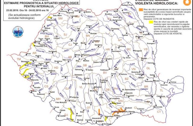 Codul portocaliu de inundatii, prelungit pana astazi