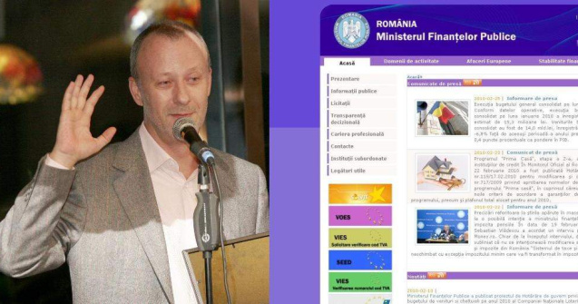 Andrei Gheorghe a facut site-ul Ministerului Finantelor violet: "Ca flacara lui Basescu"