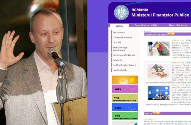 Andrei Gheorghe a facut site-ul Ministerului Finantelor violet: "Ca flacara lui Basescu"