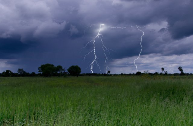 Doi bărbați loviți de fulger pe câmp, duși de urgență la spital