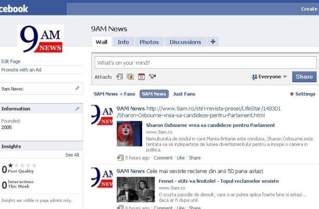 9AM pe Facebook si Twitter