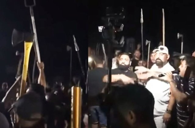 VIDEO Chef de chef cu săbii, furci și topoare în București. Participanții sunt cercetați penal