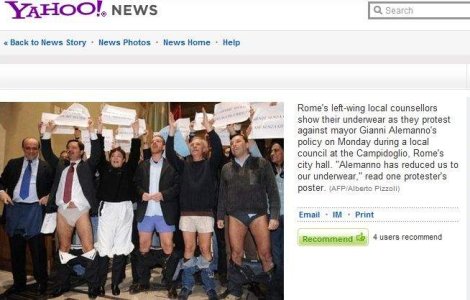 Protest cu pantalonii in vine, la Roma