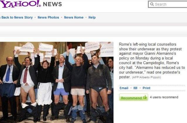 Protest cu pantalonii in vine, la Roma