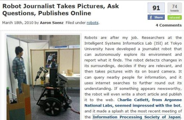 Robotul jurnalist: Ia interviuri si face poze!