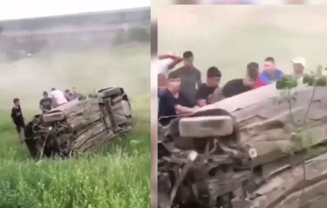 VIDEO „Schumacher” pe uliță. Băut și fără permis, un tânăr de 19 ani din Galați s-a răsturnat cu mașina, apoi a părăsit locul accidentului