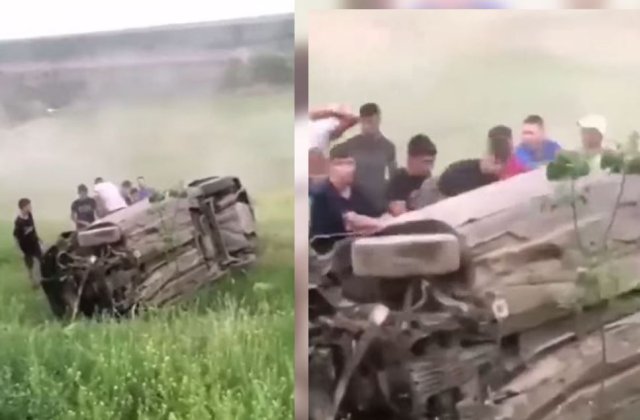 VIDEO &bdquo;Schumacher&rdquo; pe uliță. Băut și fără permis, un t&acirc;năr de 19 ani din Galați s-a răsturnat cu mașina, apoi a părăsit locul accidentului