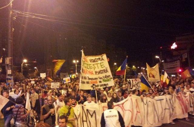 Cinci saptamani de proteste in Capitala: 7.000 de oameni in mars spre Piata Universitatii