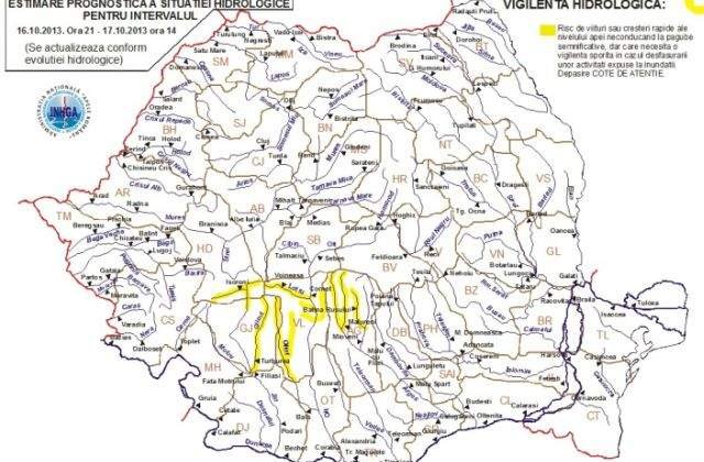 COD GALBEN de inundatii pentru mai multe rauri din tara