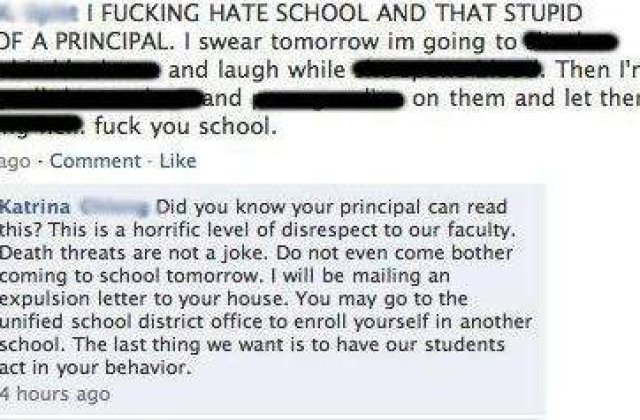 A amenintat ca o omoara pe directoarea scolii pe Facebook
