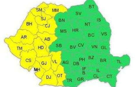 Cod galben de ploi in vestul tarii