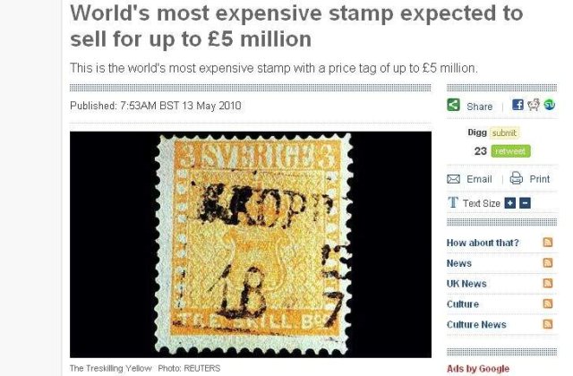 Cel mai scump timbru din lume