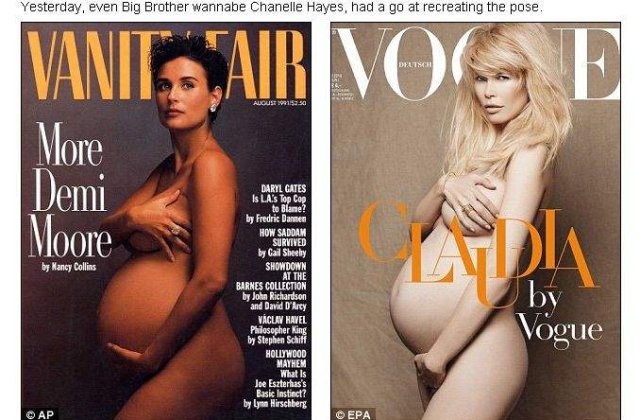 Claudia Schiffer, goala si insarcinata in Vogue