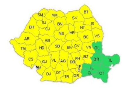 Cod galben de ploi si furtuni in weekend