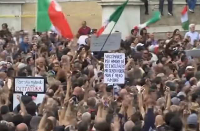 VIDEO Proteste în mai multe orașe din Italia împotriva certificatului de vaccinare