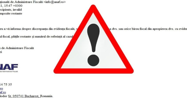 Mai multe emailuri false au fost trimise în numele ANAF. Reacția instituției