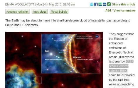 Pamantul se indreapta catre un nor interstelar super-fierbinte
