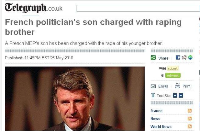 Fiu de europarlamentar francez, acuzat ca si-a violat fratele mai mic