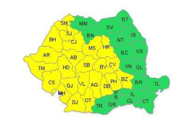 AVERTIZARE: Cod galben de ploi