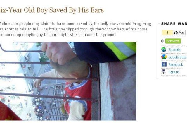 Baietel de 6 ani, salvat de propriile urechi