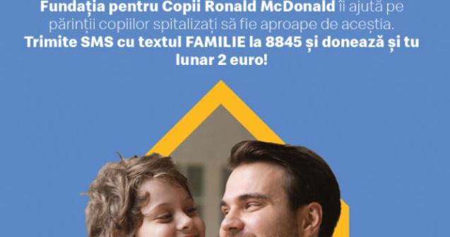 Susține Fundația pentru Copii Ronald McDonald printr-o donație lunară și ajută-ne să ținem familiile împreună