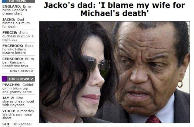 Joe Jackson: "Sotia mea e vinovata pentru decesul lui Michael"