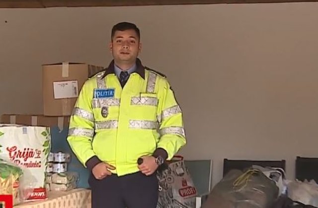 Polițist erou în Mureș: Ajută bătrânii, iar de sărbători se va transforma în Moș Crăciun  