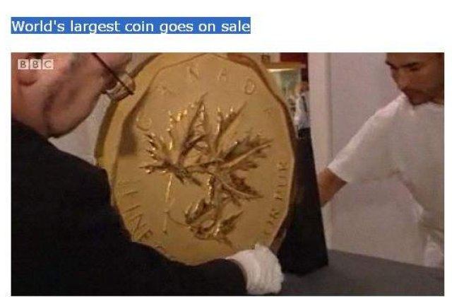 Cea mai mare moneda din lume, scoasa la licitatie