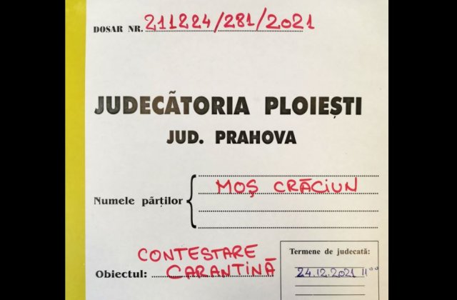 Dosar fictiv la Judecătoria Ploiești: Moș Crăciun contestă decizia de carantinare