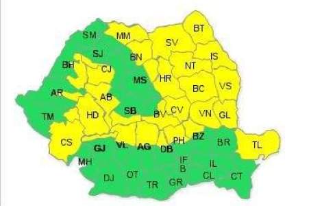 Avertizare cod galben de ploi torentiale