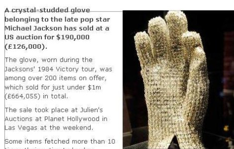 Manusa lui Michael Jackson, scoasa la licitatie