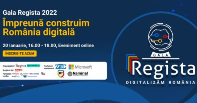 Regista organizează pe 20 ianuarie 2022 Gala Regista, prima Gală de premiere a primăriilor și instituțiilor digitalizate din România