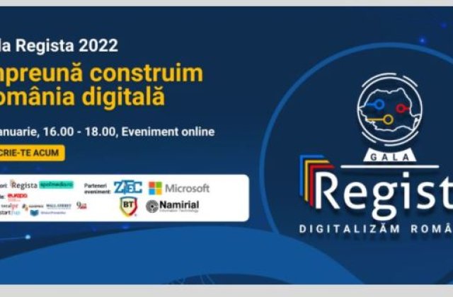 Regista organizează pe 20 ianuarie 2022 Gala Regista,  prima Gală de premiere a primăriilor și instituțiilor digitalizate din România 