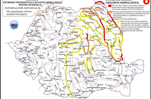 Cod rosu de inundatii pe Olt si Prut