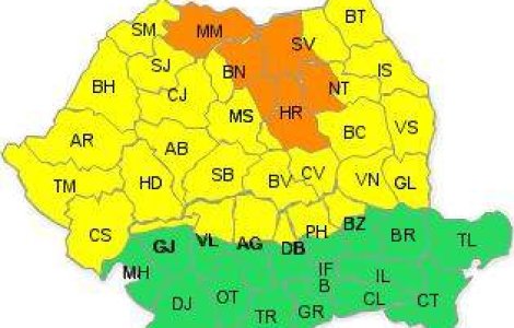 Codul galben de ploi, prelungit in nordul tarii