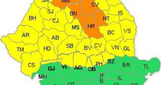 Codul galben de ploi, prelungit in nordul tarii