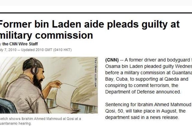Soferul lui ben Laden pledeaza vinovat in procesul de la Guantanamo
