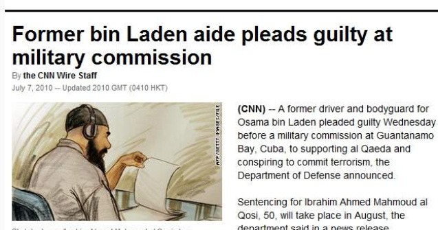 Soferul lui ben Laden pledeaza vinovat in procesul de la Guantanamo