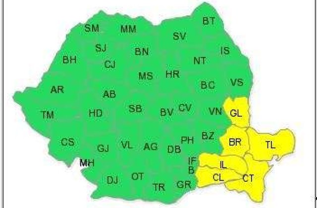 Cod galben de ploi in sase judete
