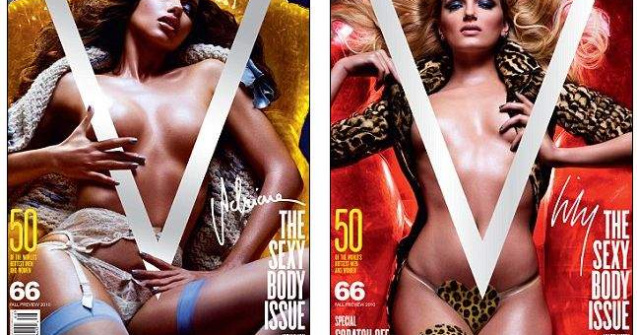 Modele celebre, topless pe coperta revistei V