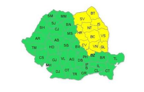 Meteorologii au emis un nou cod galben de ploi